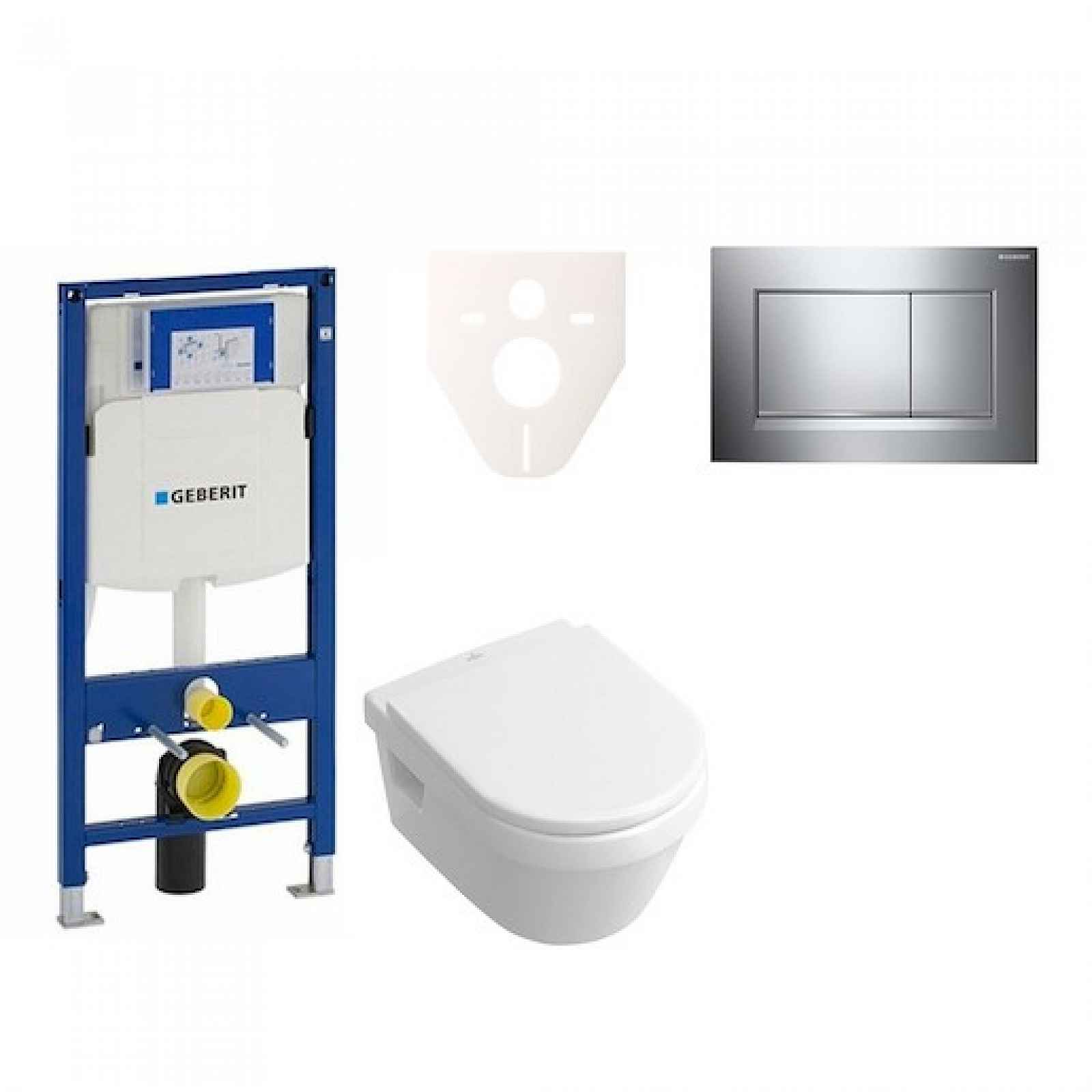 Závěsný set WC Villeroy & Boch Omnia Architectura + modul Geberit Duofix s tlačítkem Sigma 30 (chrom lesk/mat) 111.300.00.5 NB6