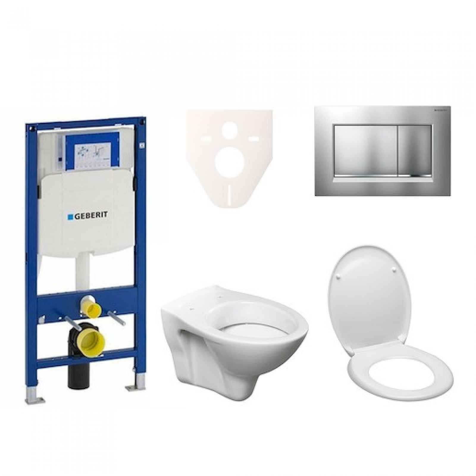 Závěsný set WC S-line + modul Geberit Duofix s tlačítkem Sigma 30 (chrom mat/lesk) 111.300.00.5 ND7