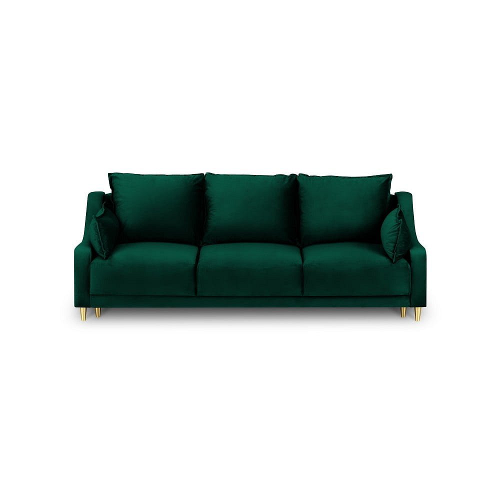 Zelená třímístná rozkládací pohovka s úložným prostorem Mazzini Sofas Pansy