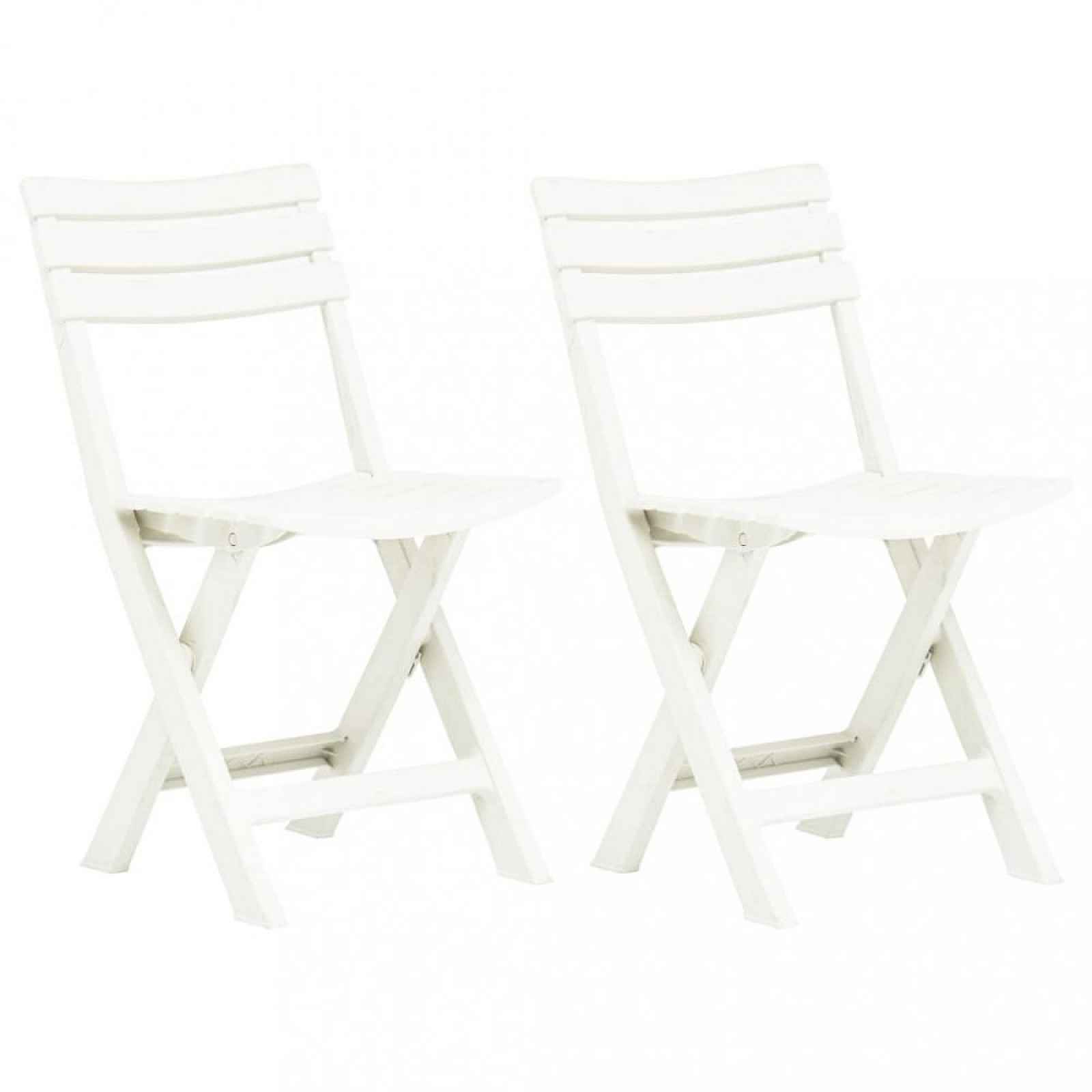 Skládací zahradní židle 2ks plast Bílá