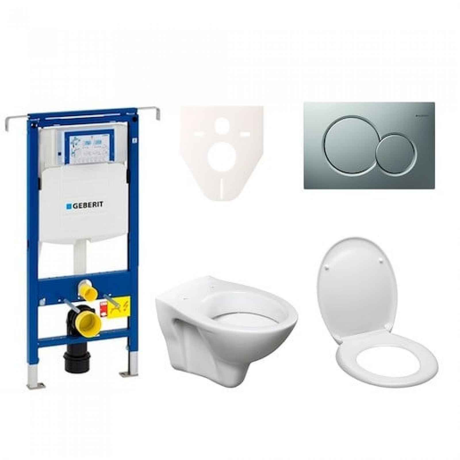 Závěsný set WC S-line + modul Geberit Duofix Speciál s tlačítkem Sigma 01 chrom mat 111.355.00.5 ND3