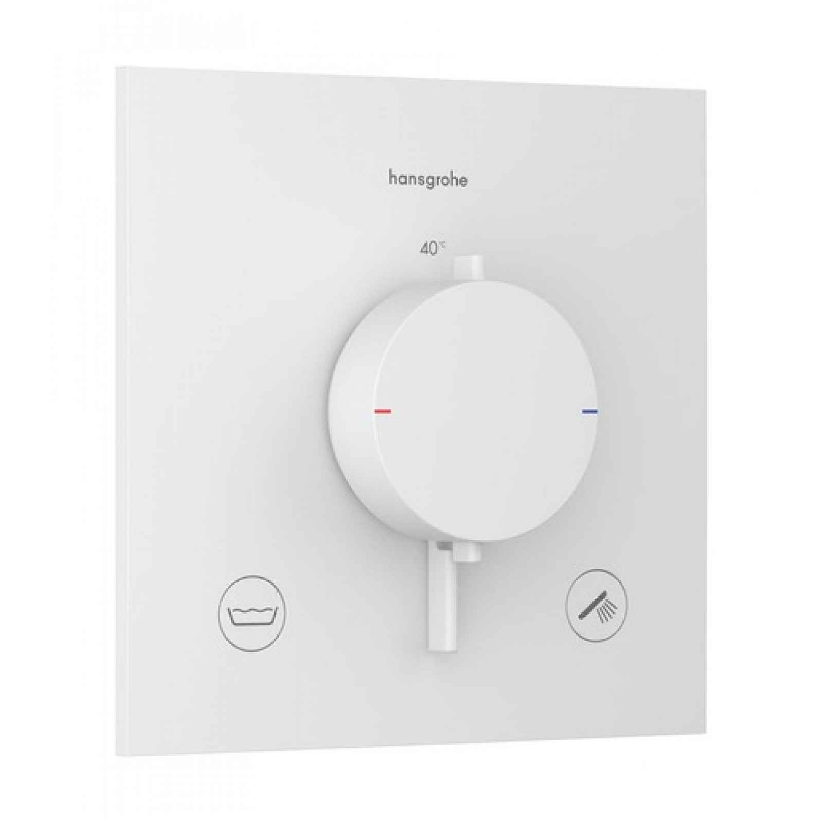 Sprchová a vanová baterie Hansgrohe Ecostat Comfort E bez podomítkového tělesa matná bílá 33716700