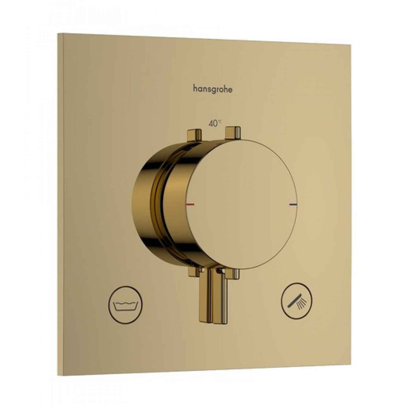 Sprchová a vanová baterie Hansgrohe Ecostat Comfort E bez podomítkového tělesa leštěný vzhled zlata 33716990