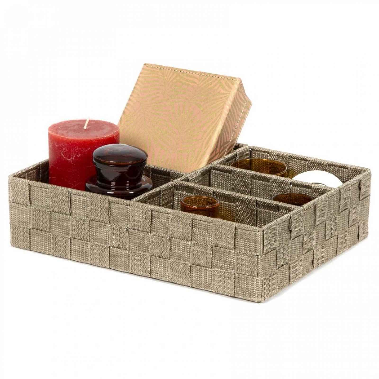 Organizér na prádlo a doplňky Compactor TEX - 5 dílný, 32 x 25 x 8 cm, Taupe (šedo-béžový)