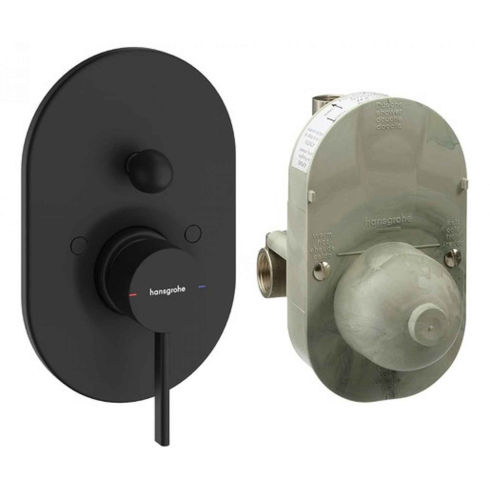 Sprchová a vanová baterie Hansgrohe Zesis S včetně podomítkového tělesa matná černá 74418670