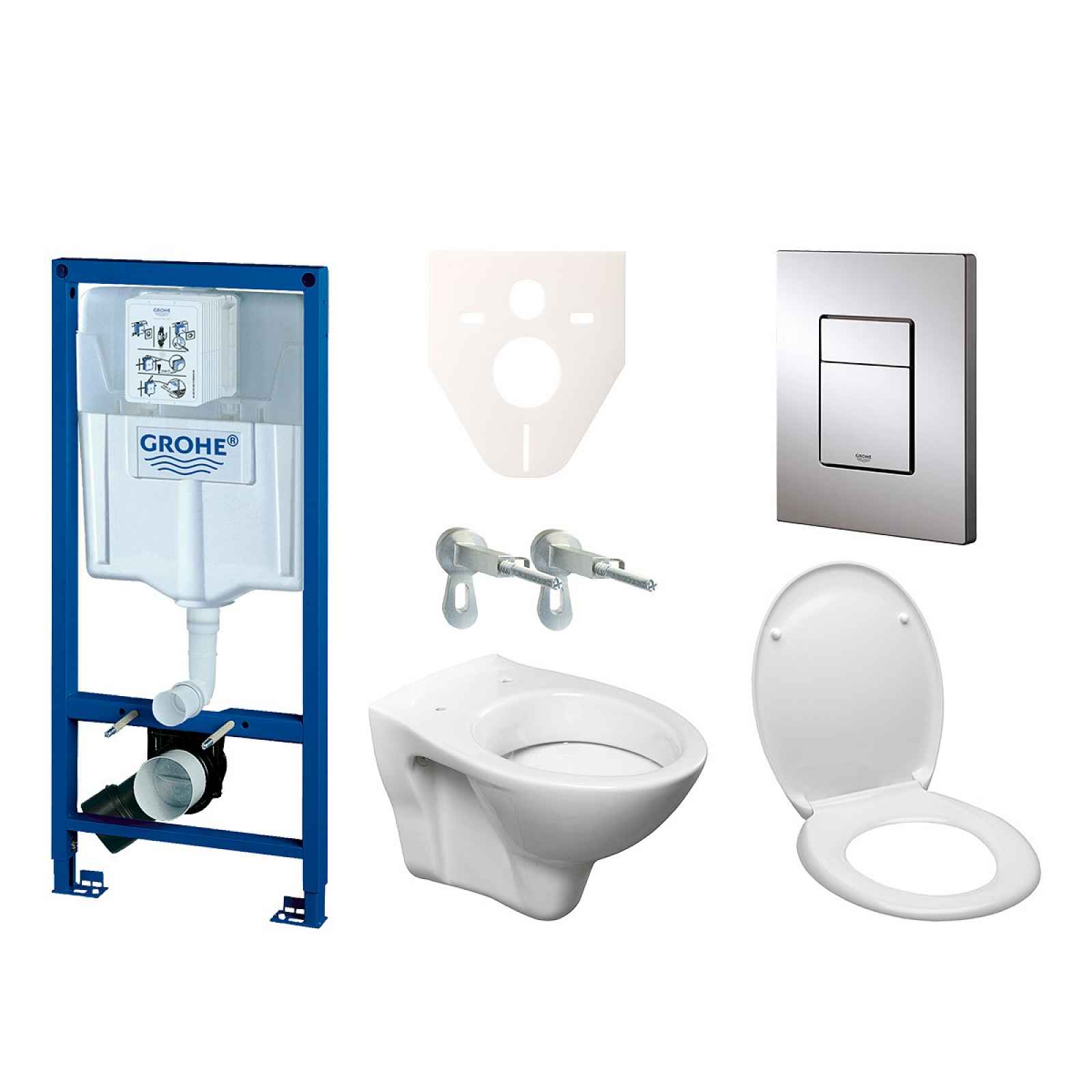 Závěsný set WC S-line + modul Grohe Rapid SL s tlačítkem Grohe Cosmo (chrom) 38528SET-KD