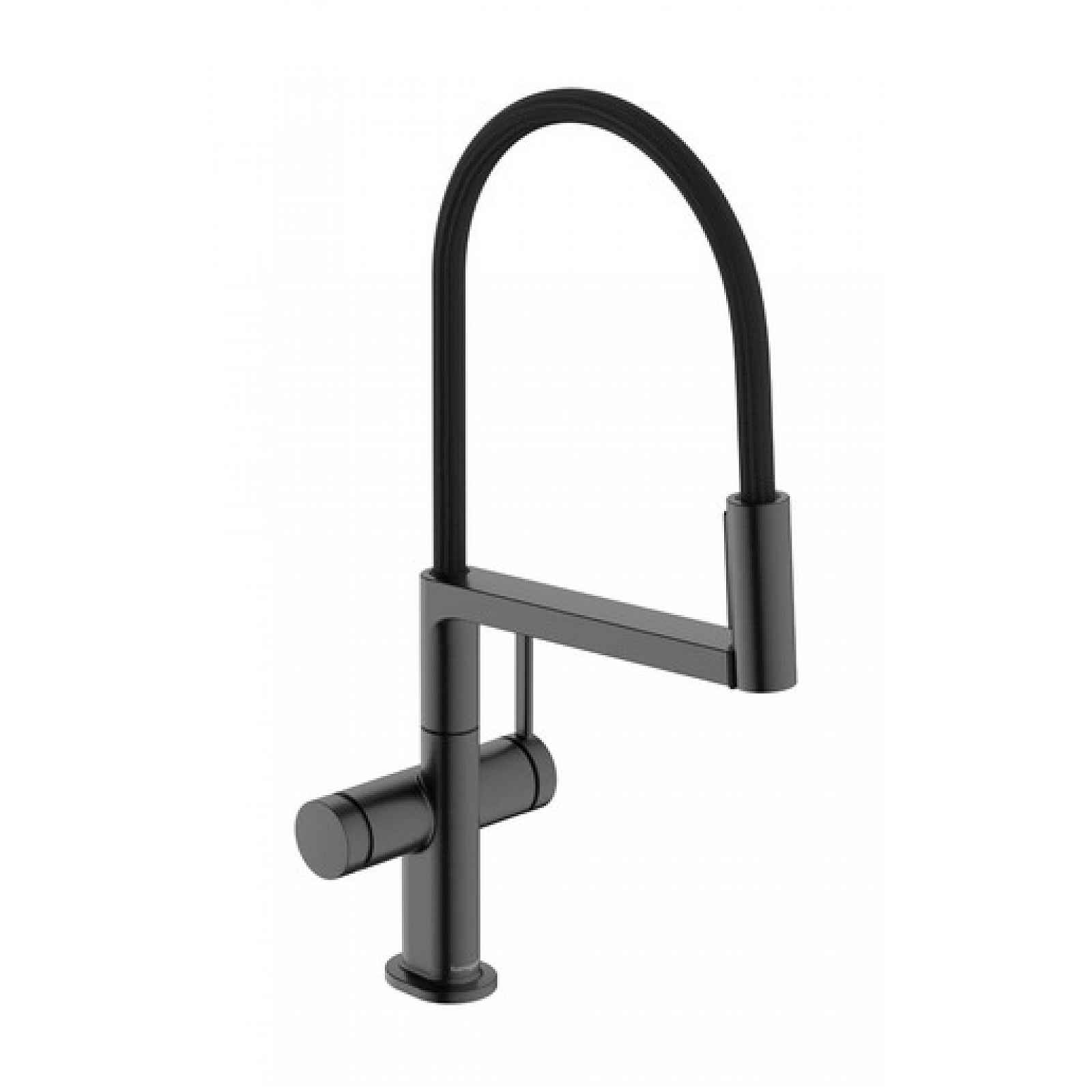 Dřezová baterie Hansgrohe Talis Select M54 PowderSpray s otočným ramínkem, 2 proudy kartáčovaný černý chrom 72813340
