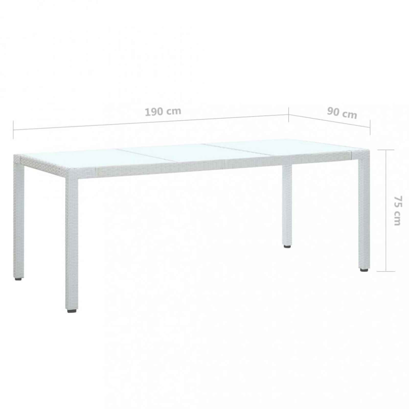 Zahradní stůl bílý polyratan 190x90x75 cm