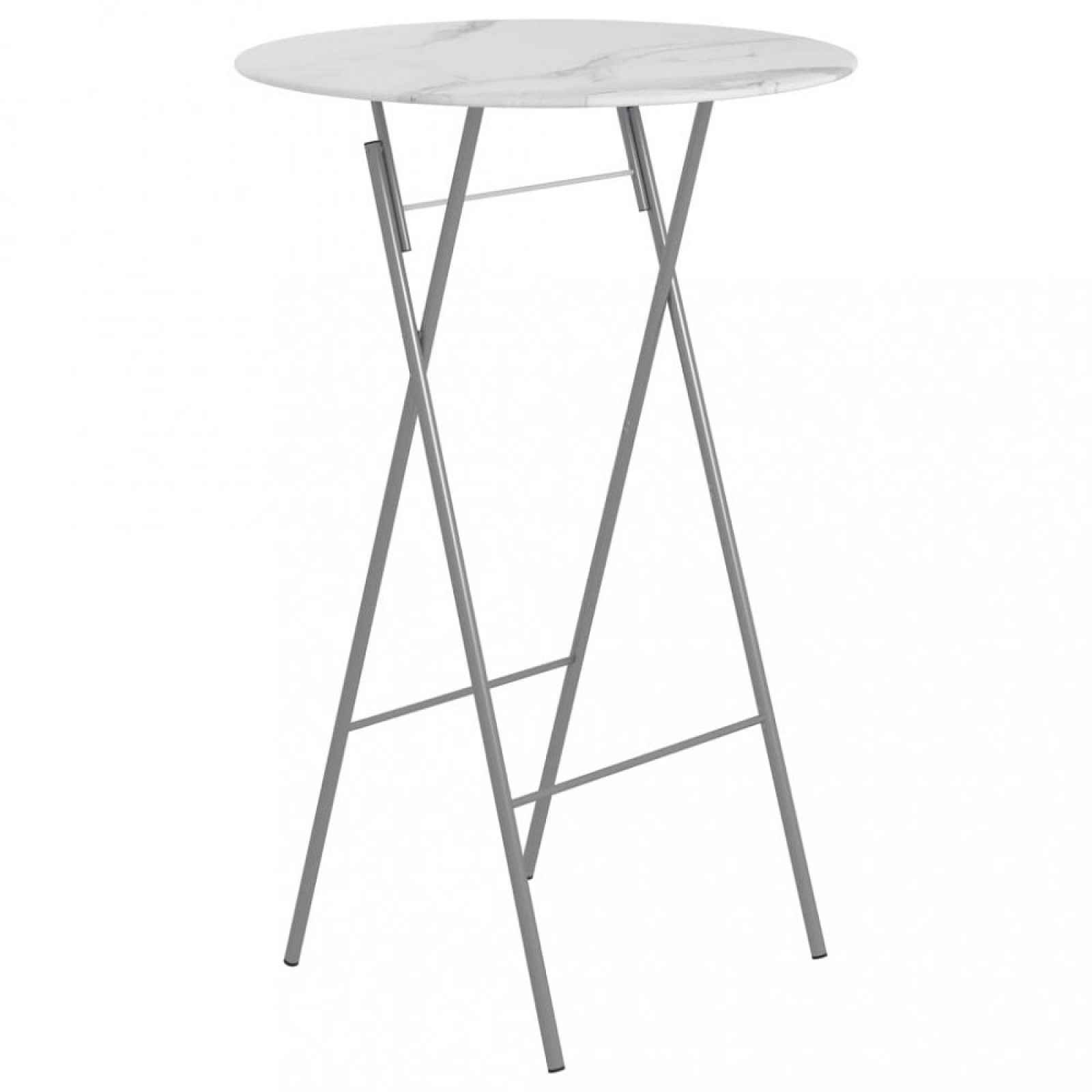 Skládací barový stůl 80 cm bílá / stříbrná