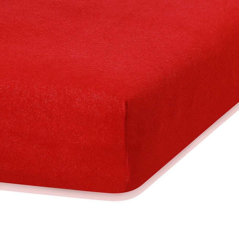 Červené elastické prostěradlo s vysokým podílem bavlny AmeliaHome Ruby, 200 x 140-160 cm