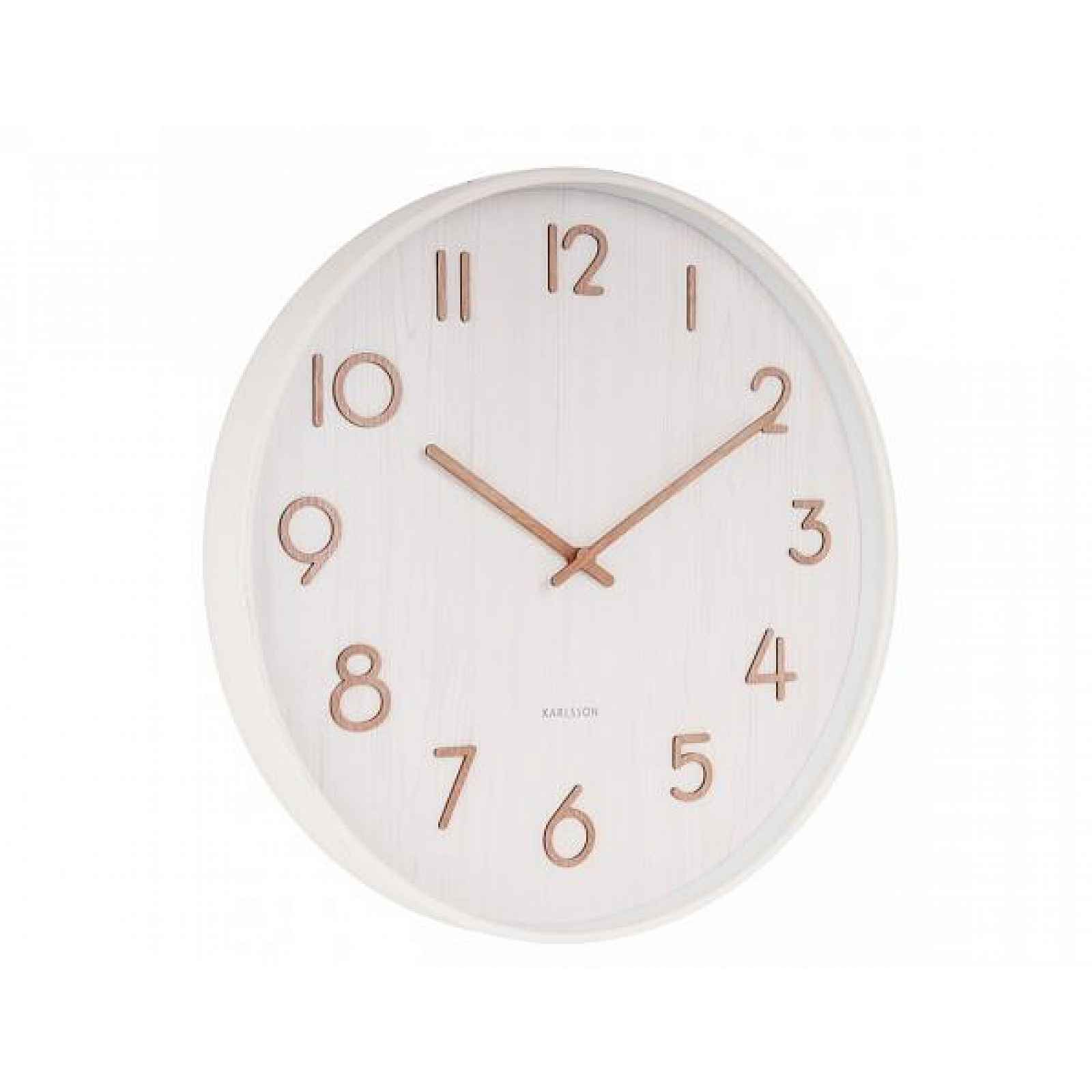 Bílé nástěnné hodiny z lipového dřeva Karlsson Pure Medium, ø 40 cm