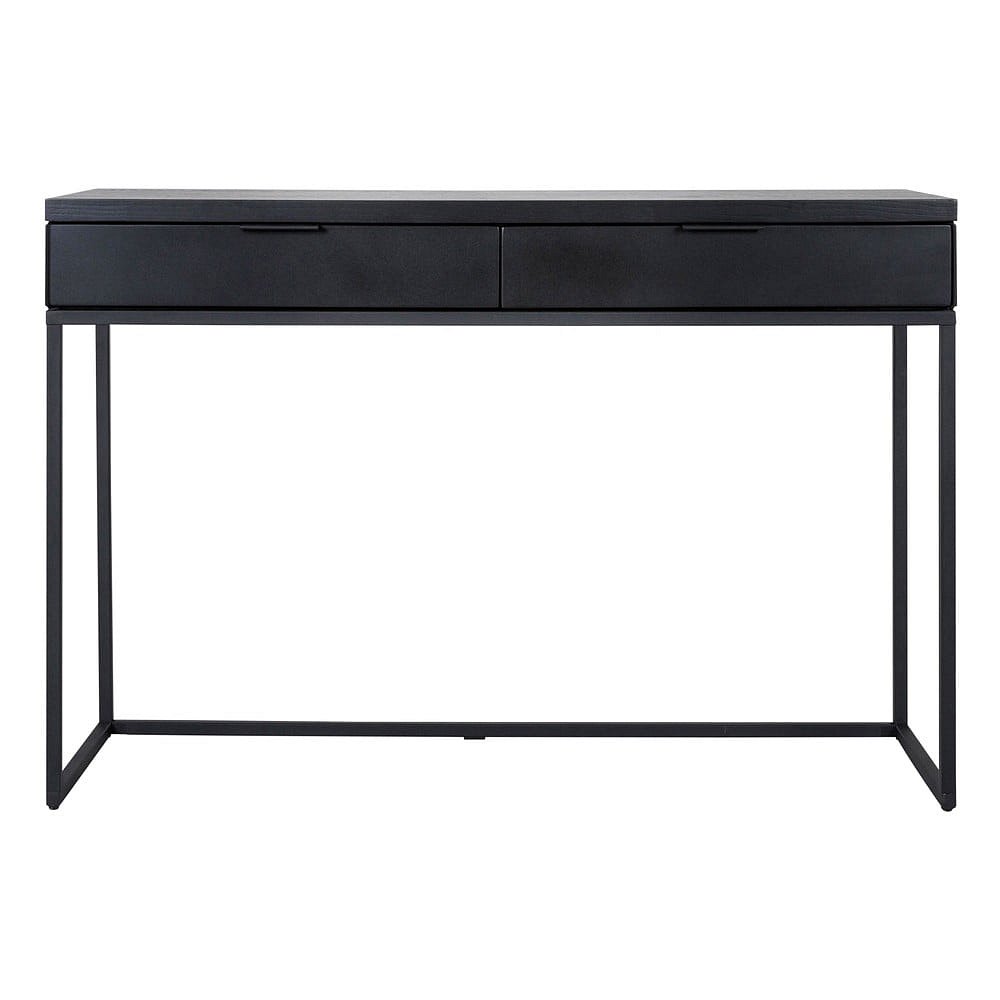 Černý konzolový stolek s 2 šuplíky Canett Cara, délka 80 cm