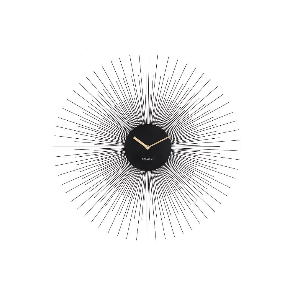 Černé nástěnné hodiny Karlsson Peony Large, ø 60 cm