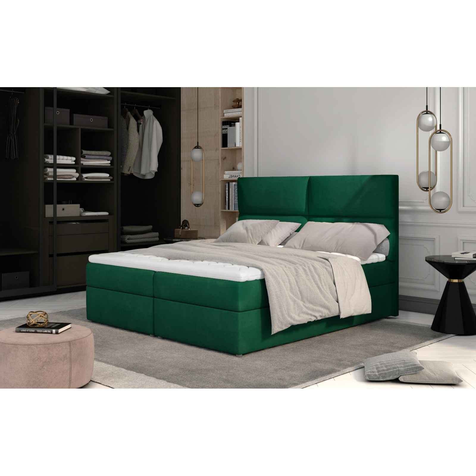 Boxspring PILANSI 04 180x200, zelená látka