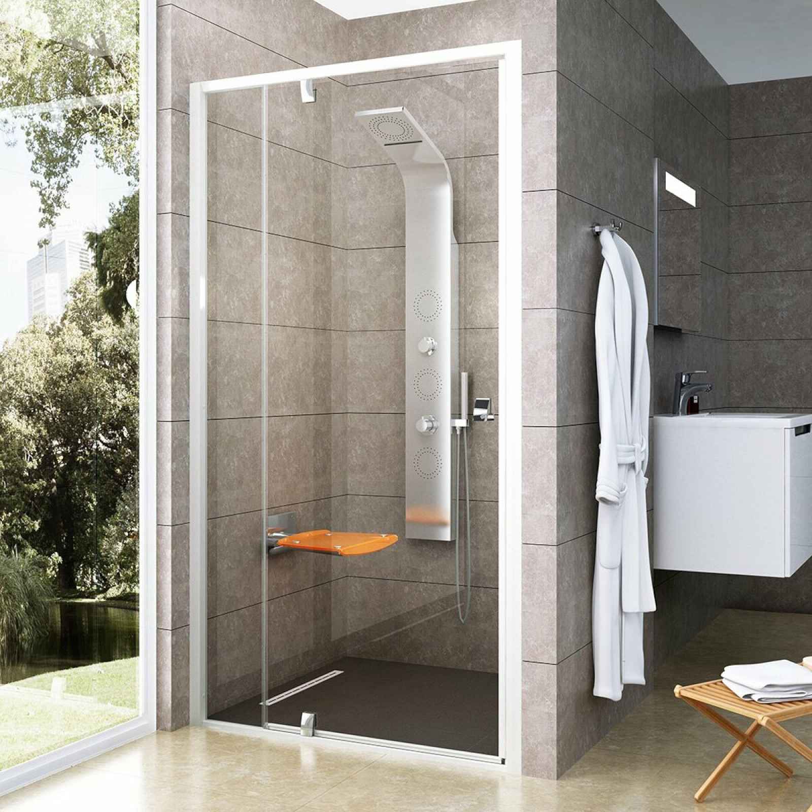 Sprchové dveře 110x190 cm Ravak Pivot bílá 03GD0100Z1