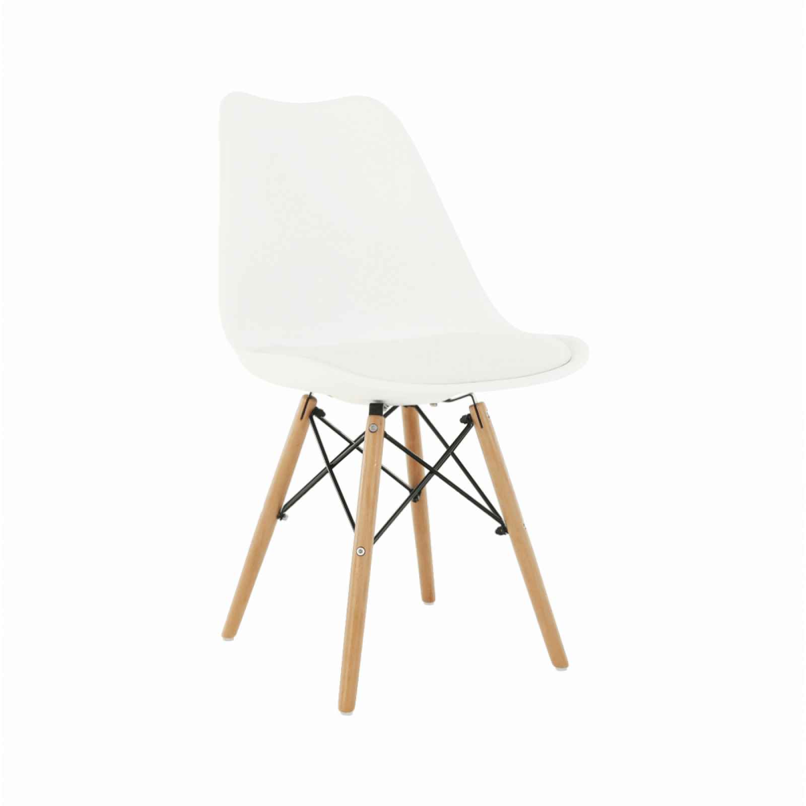 Jídelní židle KEMAL NEW ekokůže / plast / dřevo buk Bílá