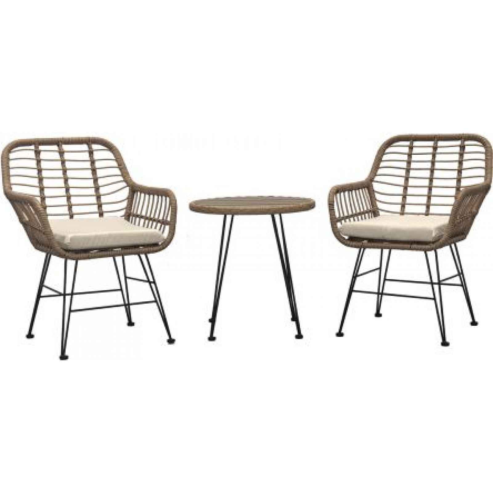 Relaxační set stůl + 2 židle, přírodní