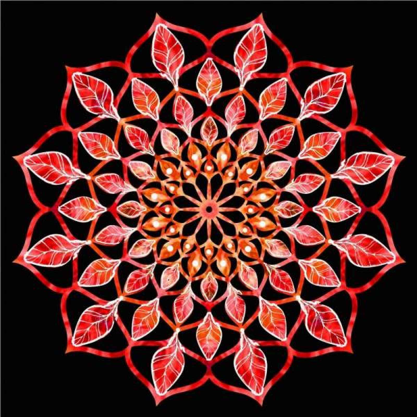 Dekorace mandala dřevo červená 20cm