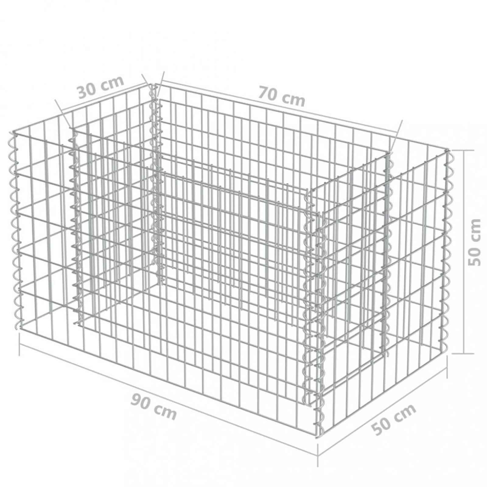 Gabionový vyvýšený záhon pozinkovaná ocel Dekorhome 90x50x50 cm