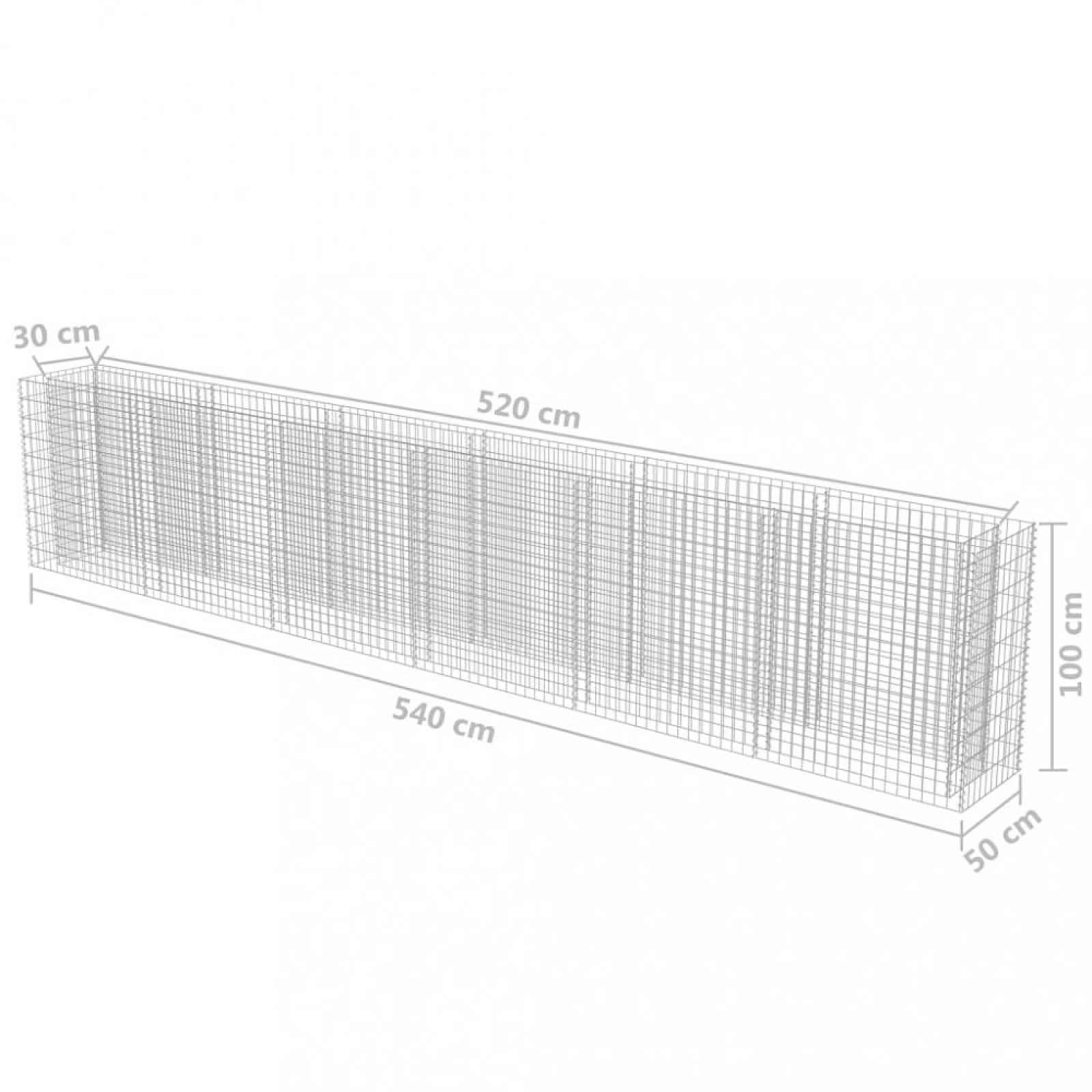 Gabionový vyvýšený záhon pozinkovaná ocel Dekorhome 540x50x100 cm