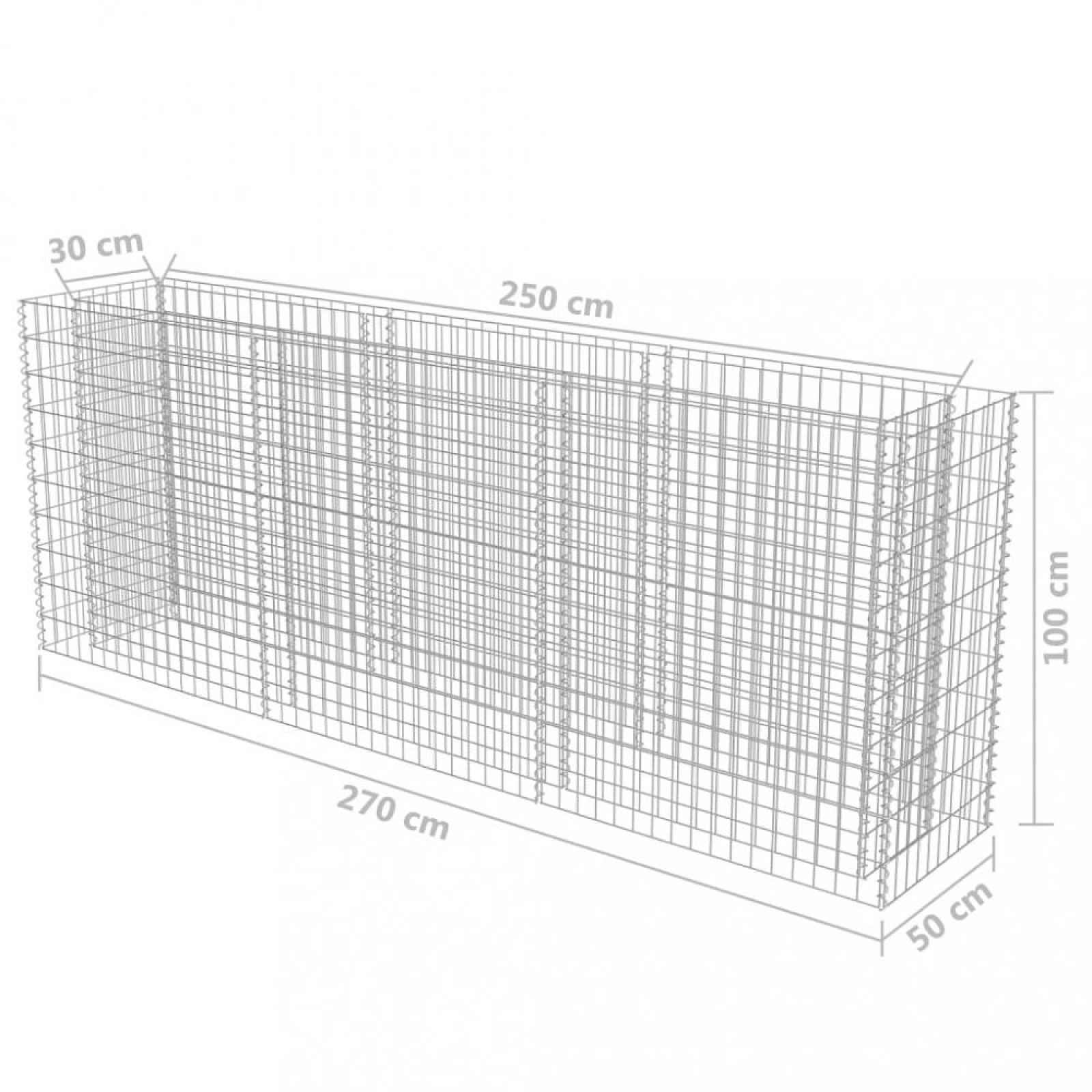 Gabionový vyvýšený záhon pozinkovaná ocel Dekorhome 270x50x100 cm