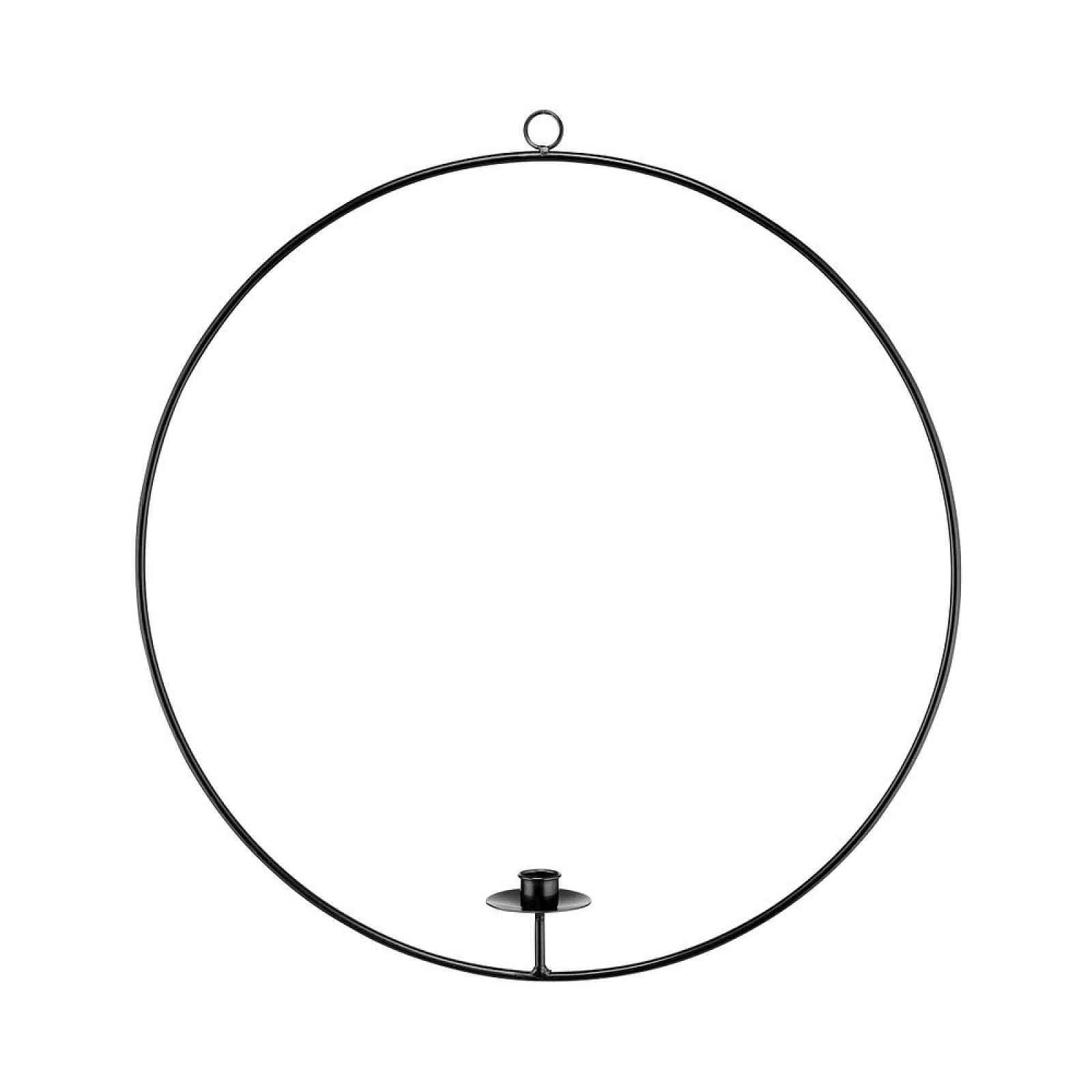 Butlers LUNA Dekorační kruh se svícnem 50 cm - černá