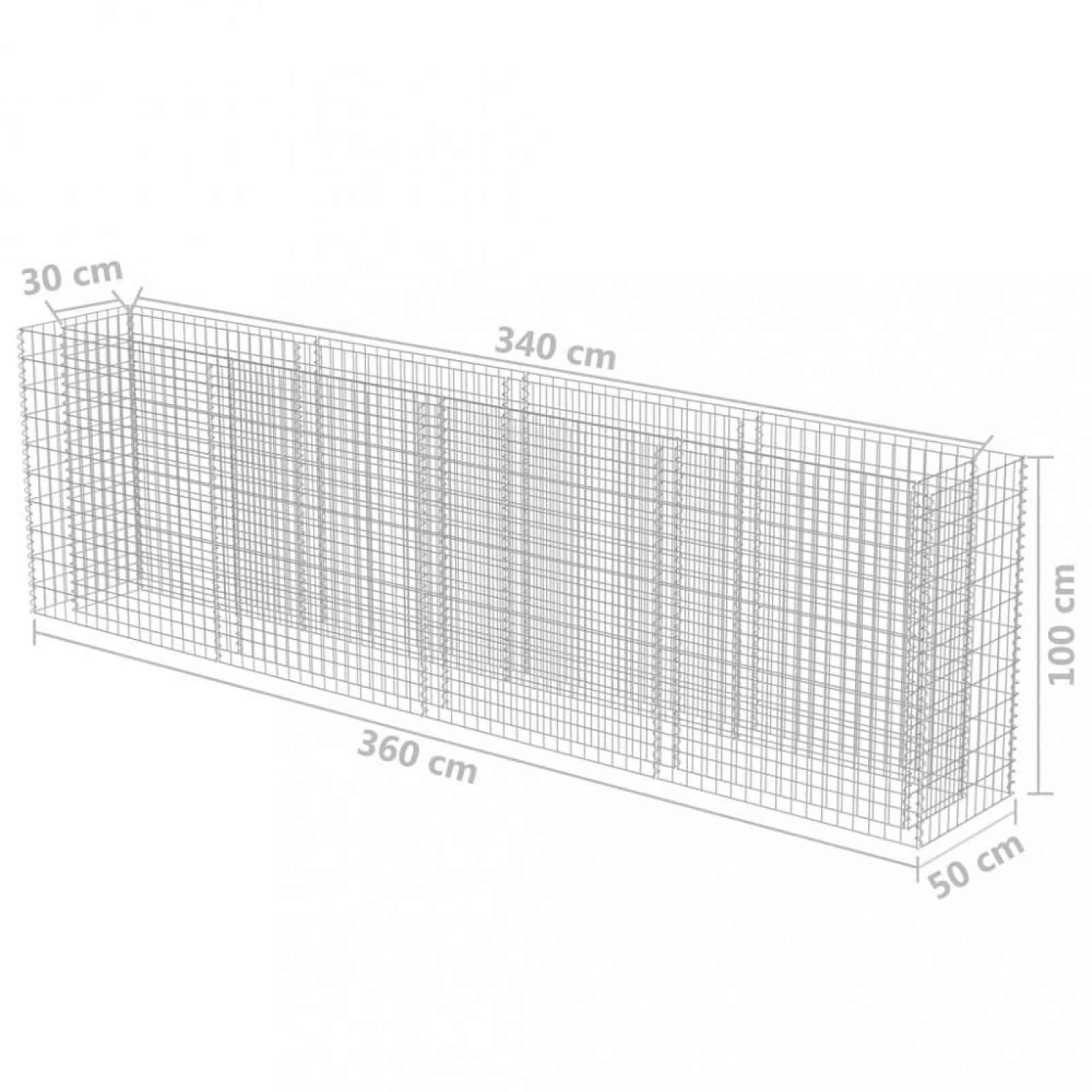 Gabionový vyvýšený záhon pozinkovaná ocel Dekorhome 360x50x100 cm
