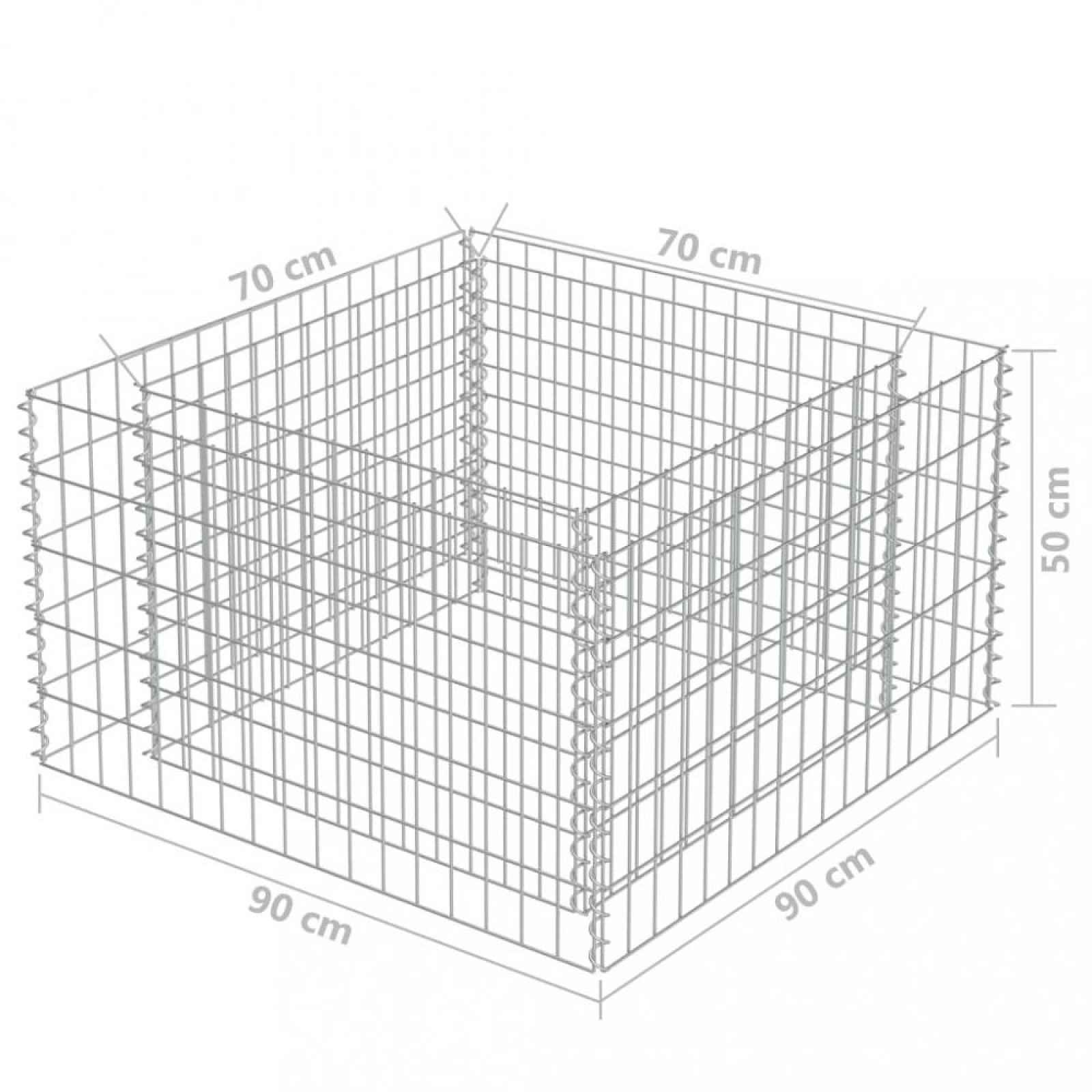 Gabionový vyvýšený záhon pozinkovaná ocel Dekorhome 90x90x50 cm