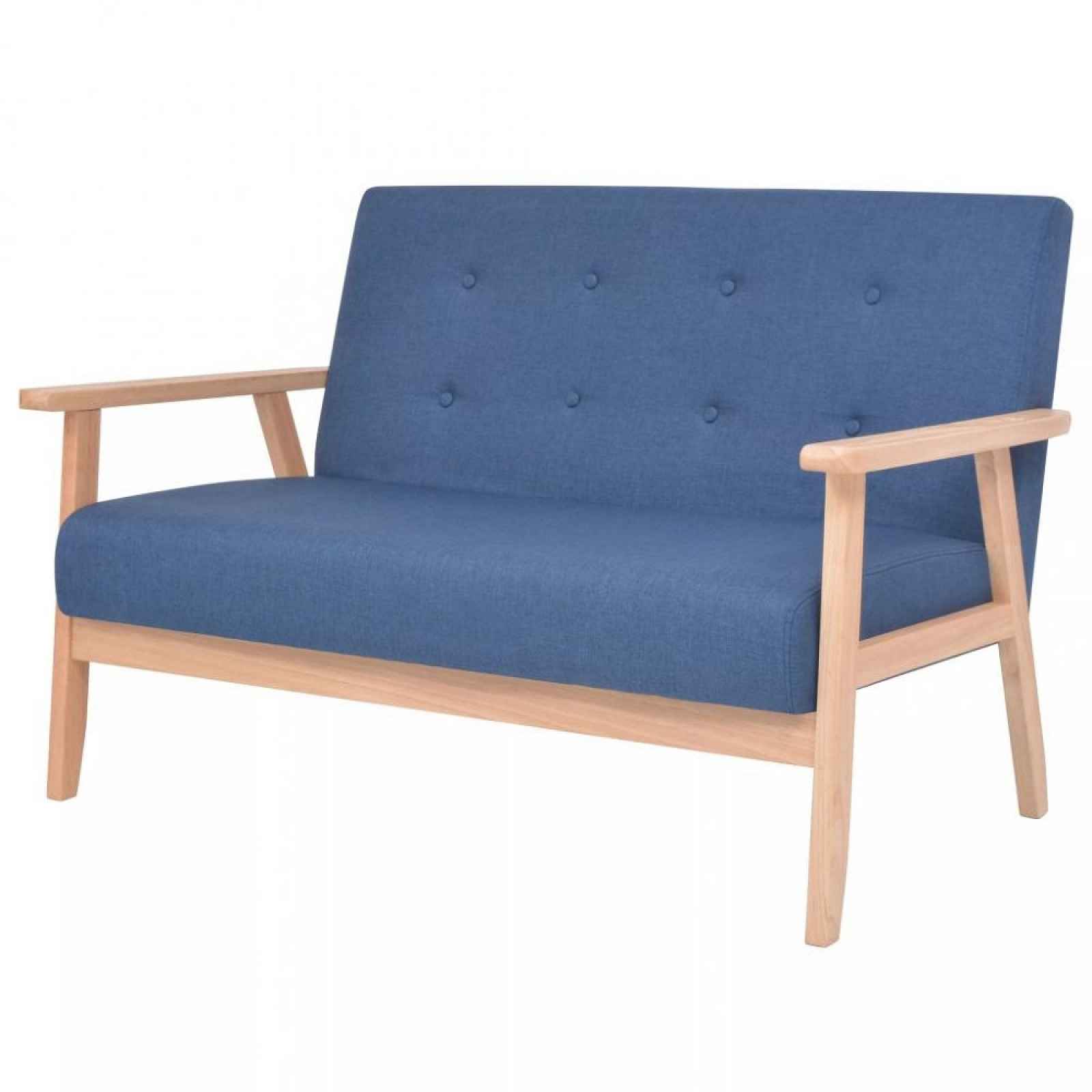 Dvoumístná sedačka textil / dřevo modrá