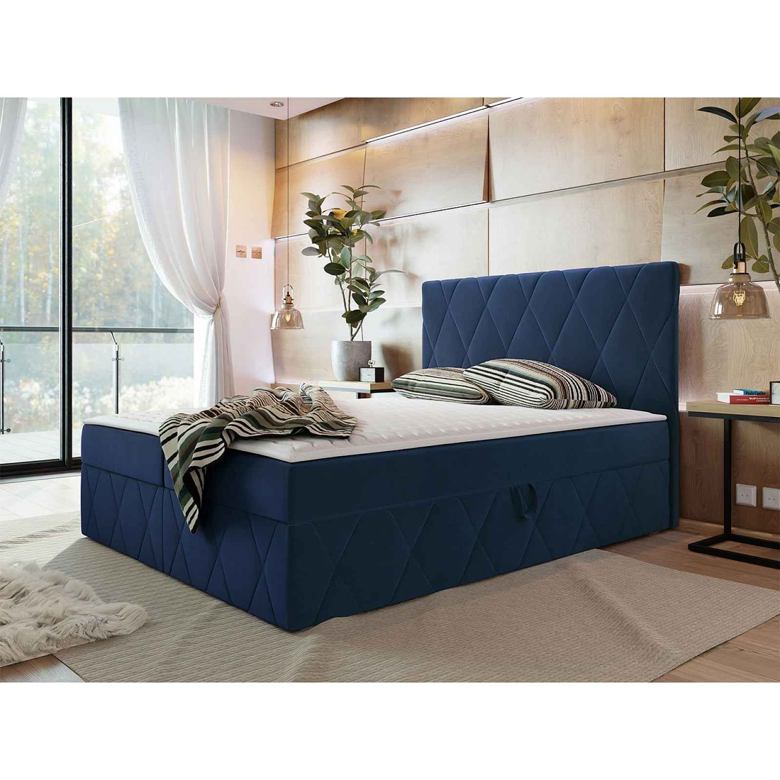 Moderní boxspring postel Silena 160x200cm, béžová Magic Velvet HELCEL