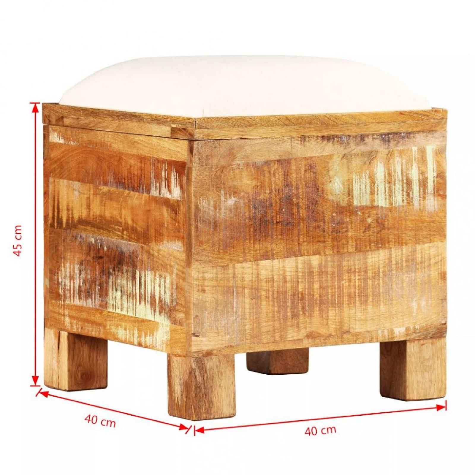 Úložná lavice hnědá / krémová 40 cm