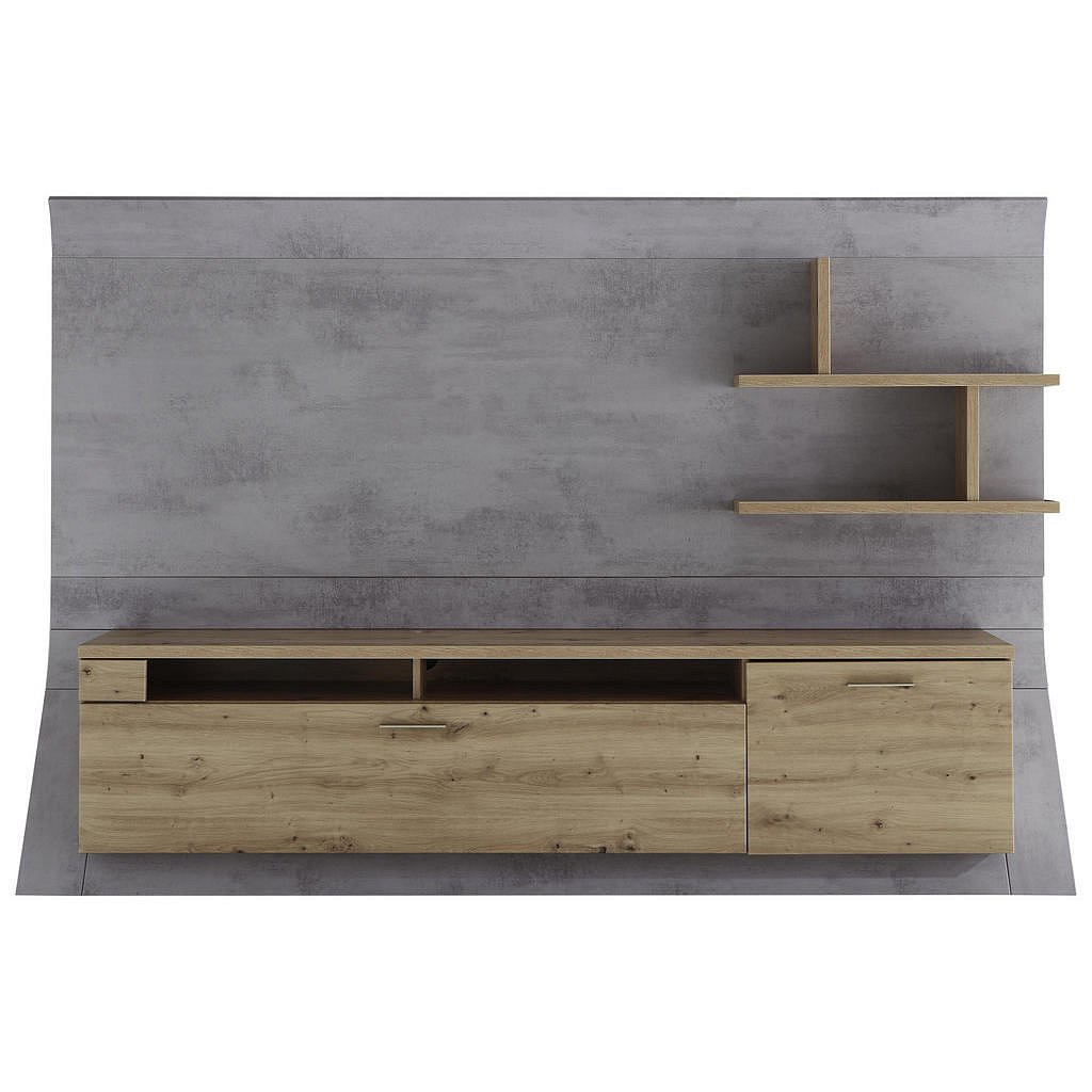 Stylife Obývací Stěna, Šedá, Barvy Dubu - Kompletní obývací stěny - 002412009702