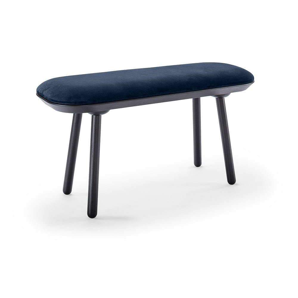 Modro-černá sametová lavice EMKO Naïve, 100 cm