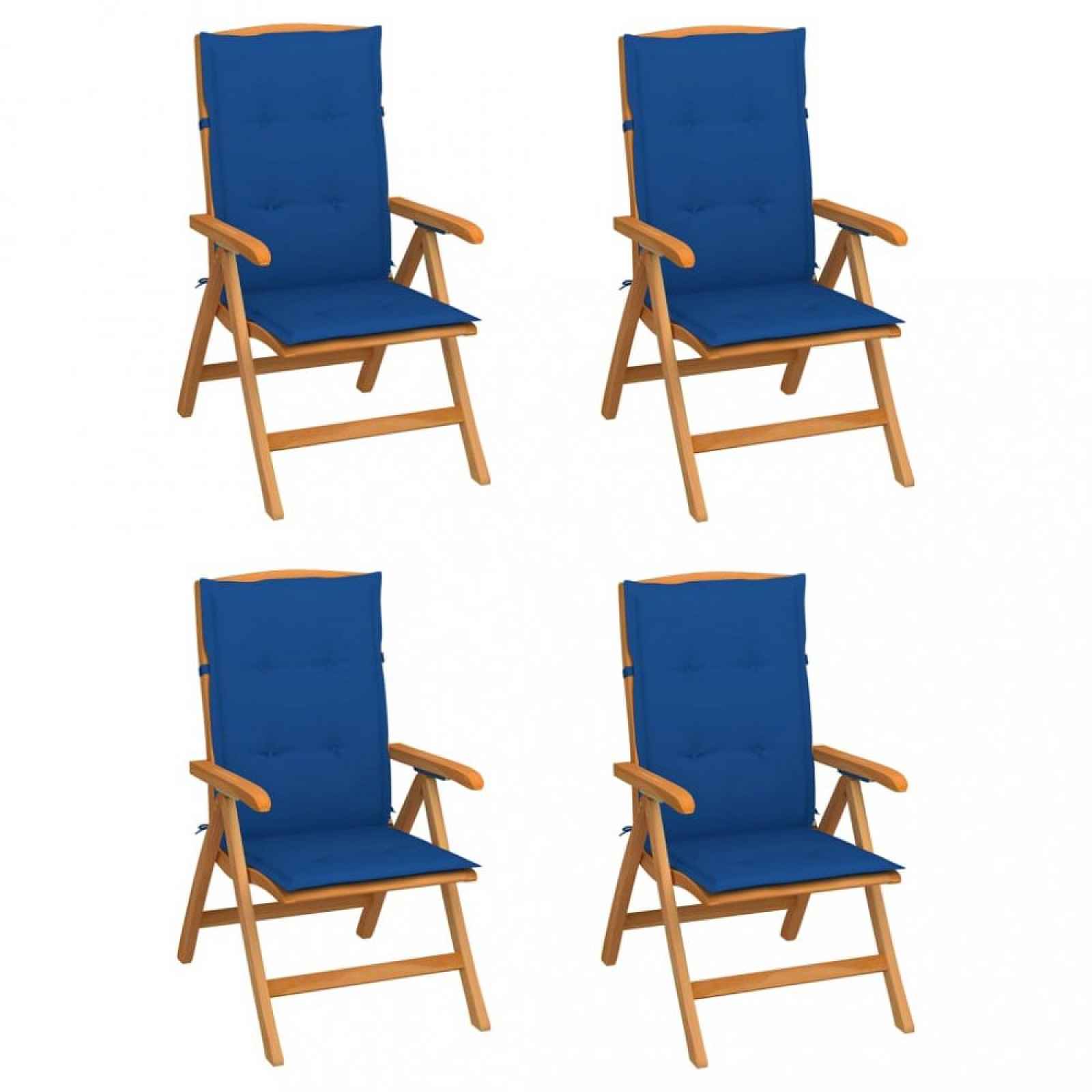 Zahradní židle 4 ks teak / látka Tmavě modrá