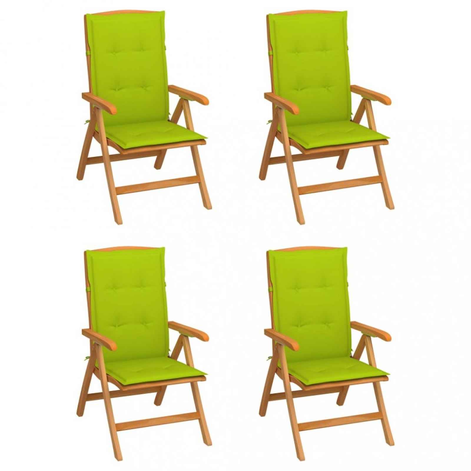 Zahradní židle 4 ks teak / látka Světle zelená