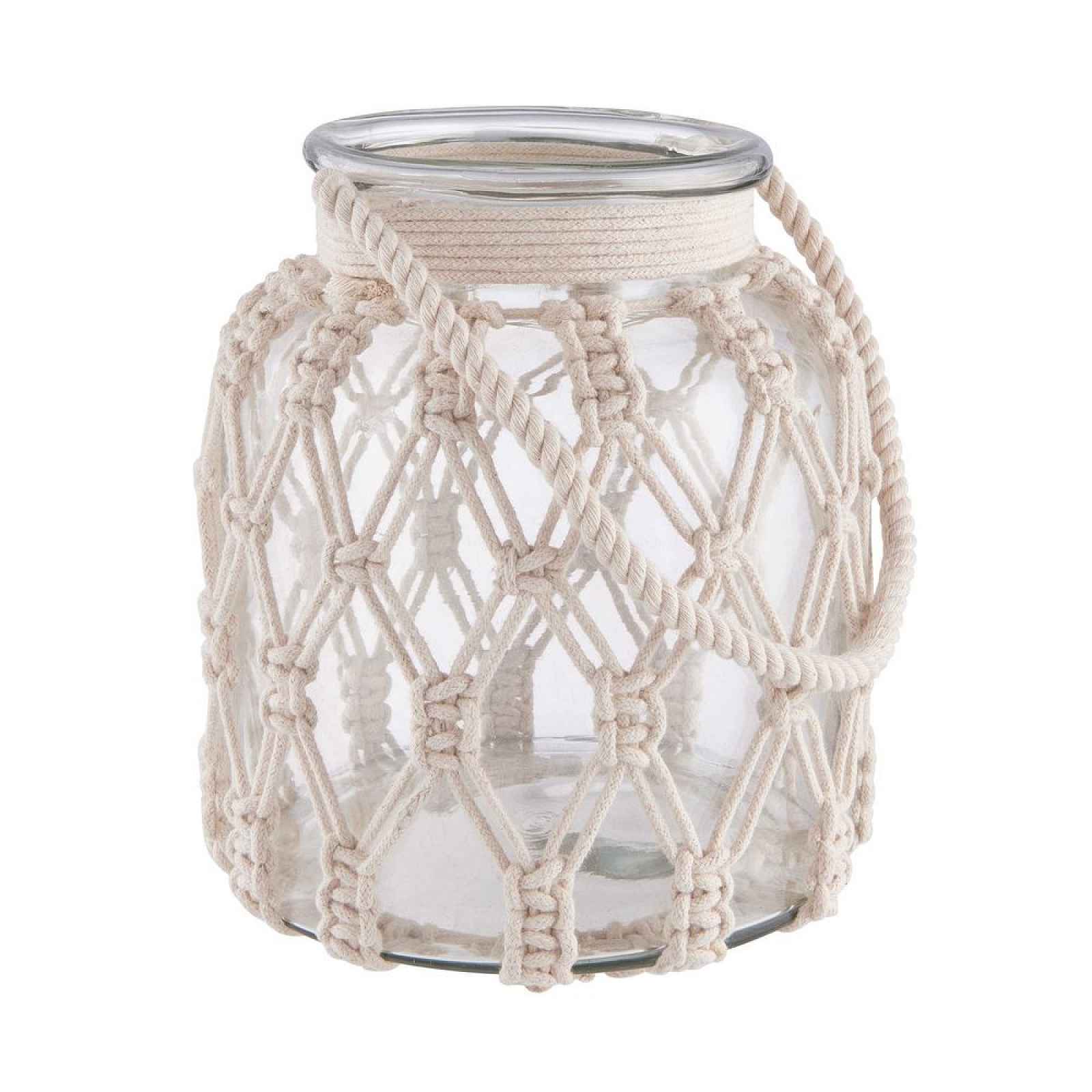 Butlers MACRAMÉ Skleněný svícen 20 cm