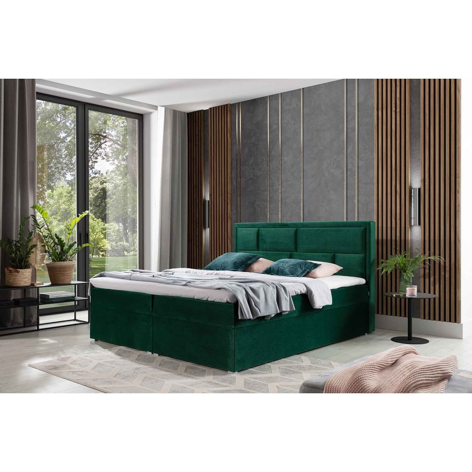 Boxspring BARBARIO 09 160x200, zelená látka