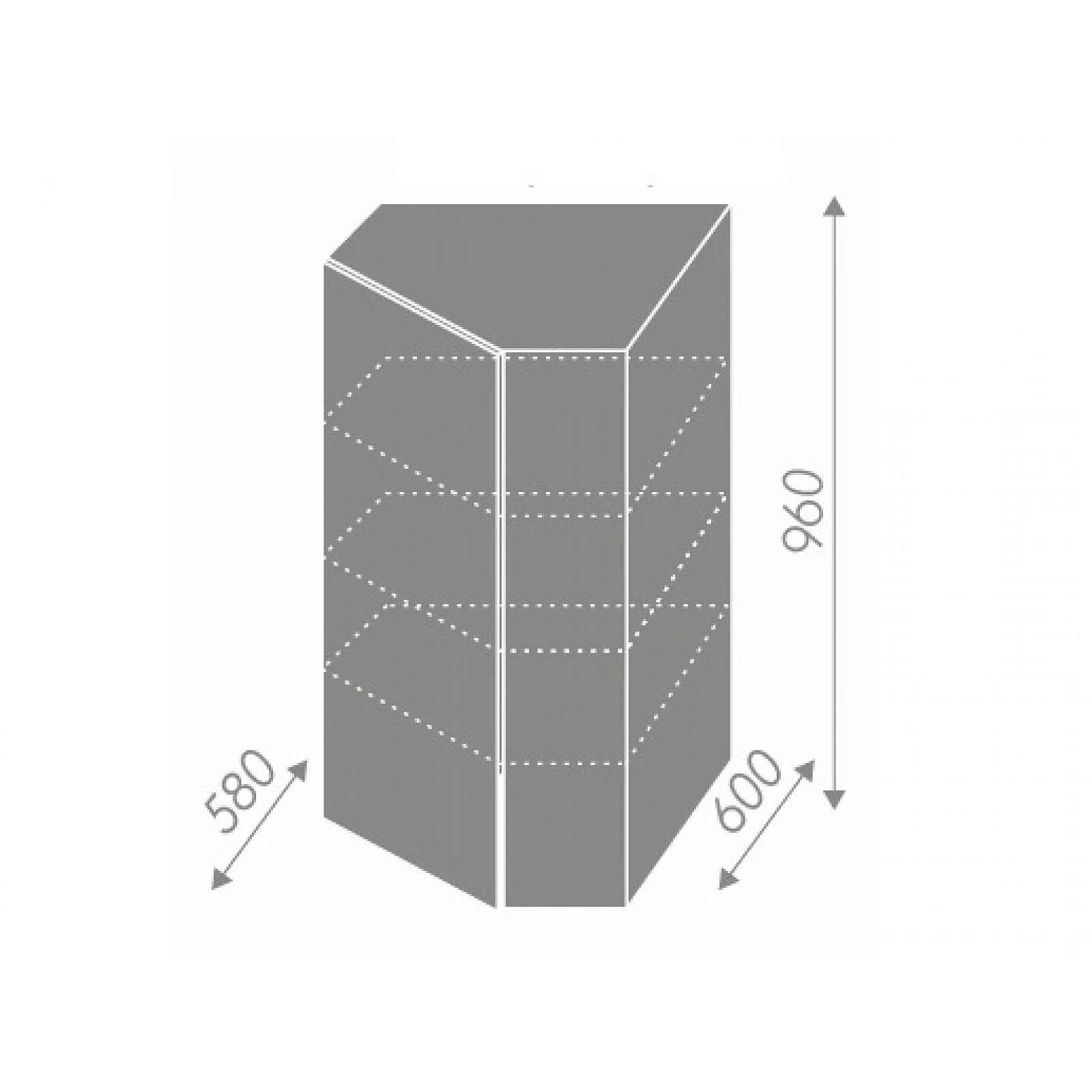 PLATINUM, skříňka horní rohová W4/10 60, korpus: grey, barva: black