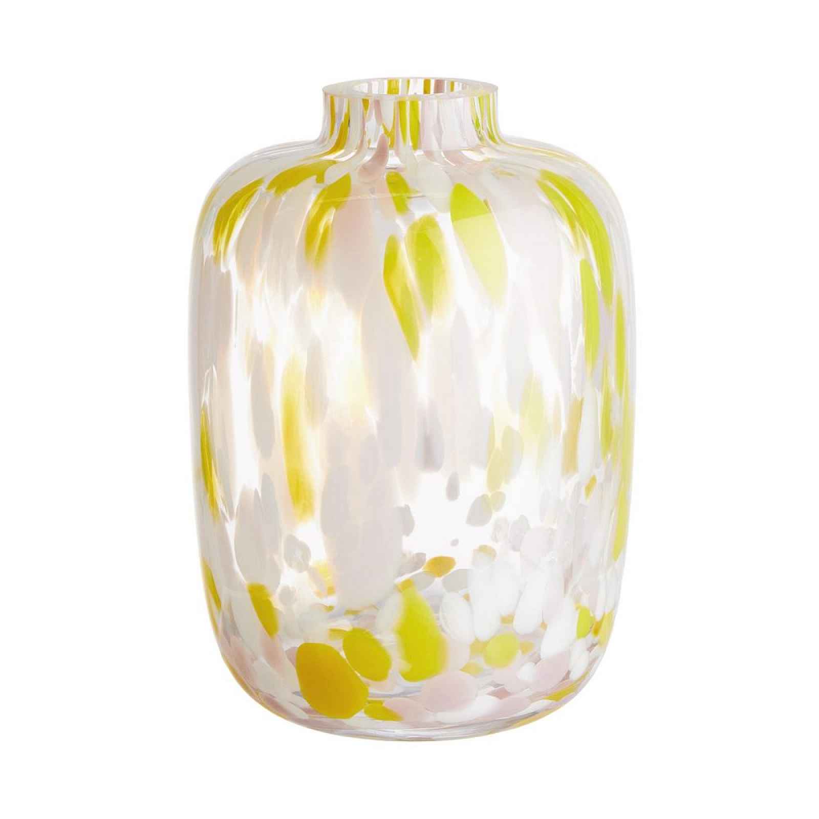 Butlers CONFETTI Váza skleněná 18 cm - bílá/žlutá