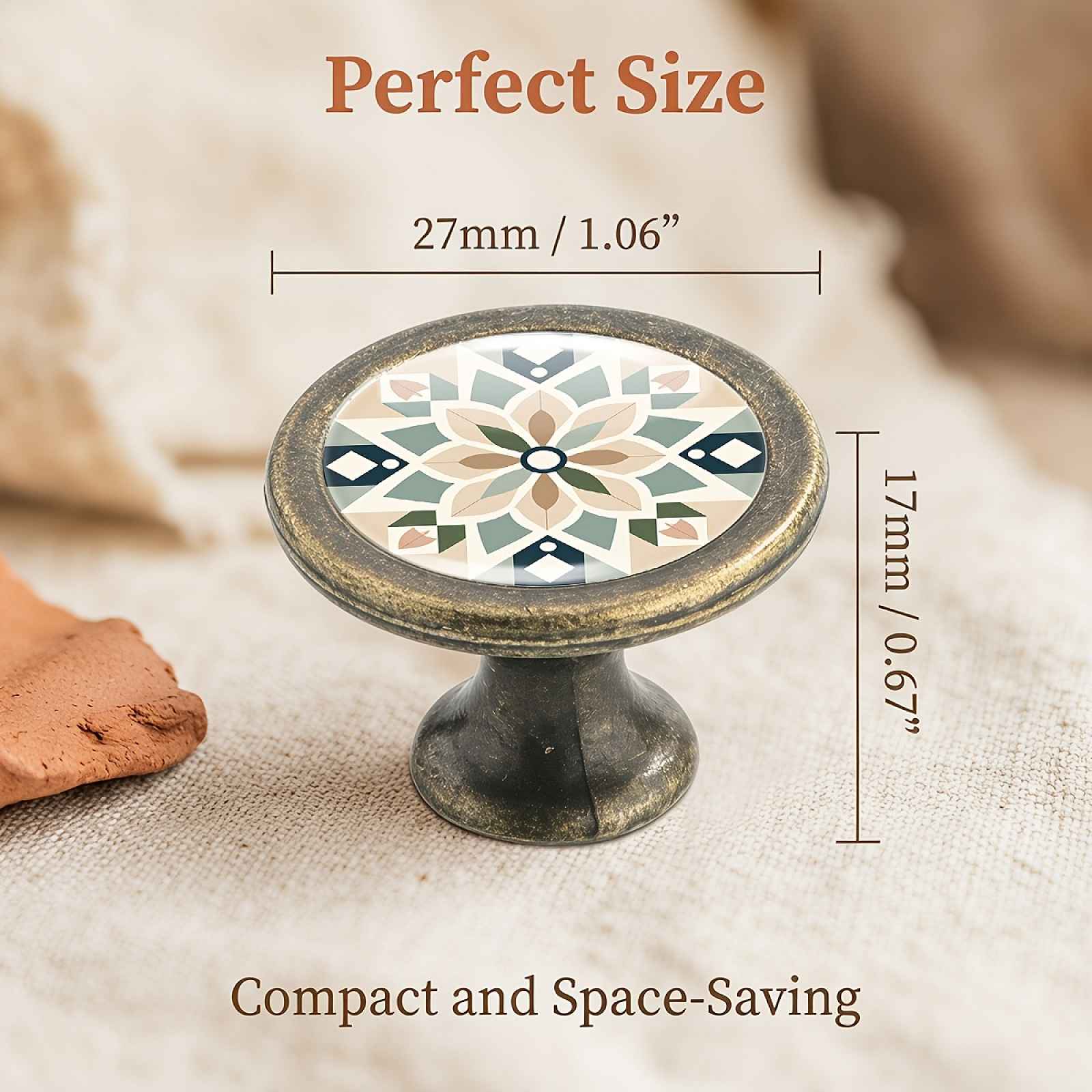 TEMU Produkt - 2 ks Vintage bronzové knopky na zásuvky s geometrickým květinovým designem, vhodné do ložnice, domácí kanceláře, kuchyně a koupelny,
