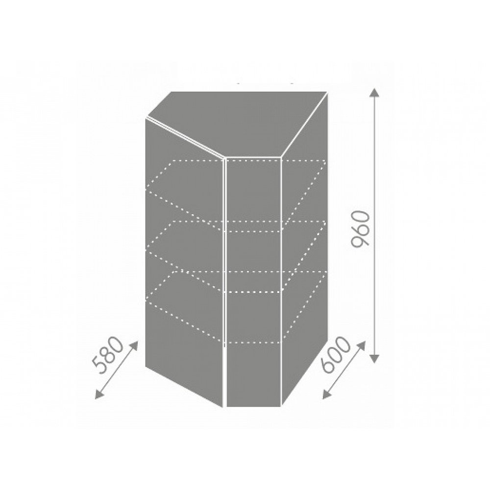 PLATINUM, skříňka horní rohová W4/10 60, korpus: lava, barva: white