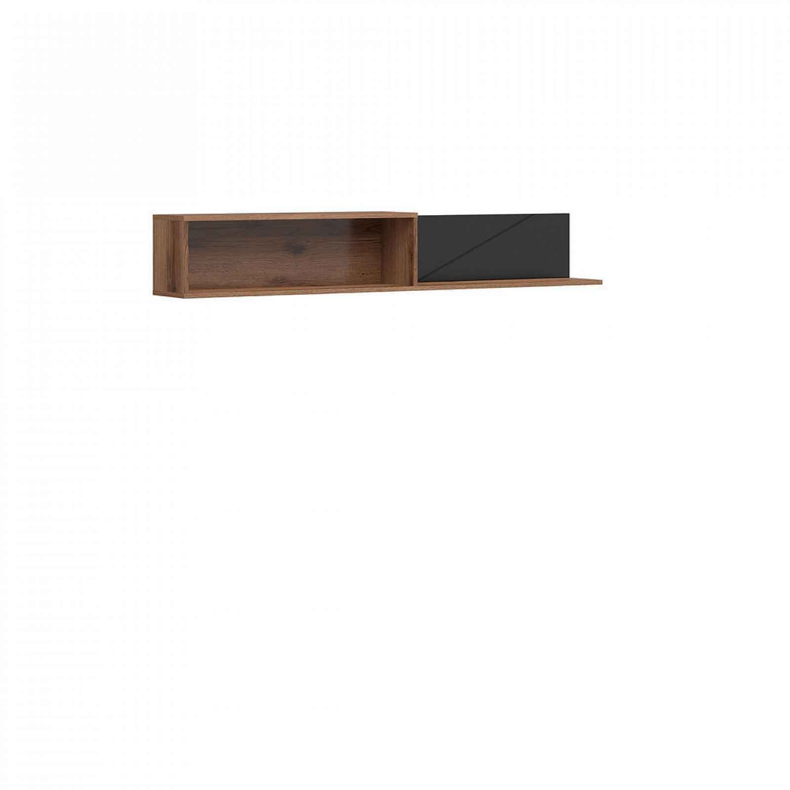Xora NÁSTĚNNÝ REGÁL, černá, barvy dubu, 156/25/22 cm - 002427006804