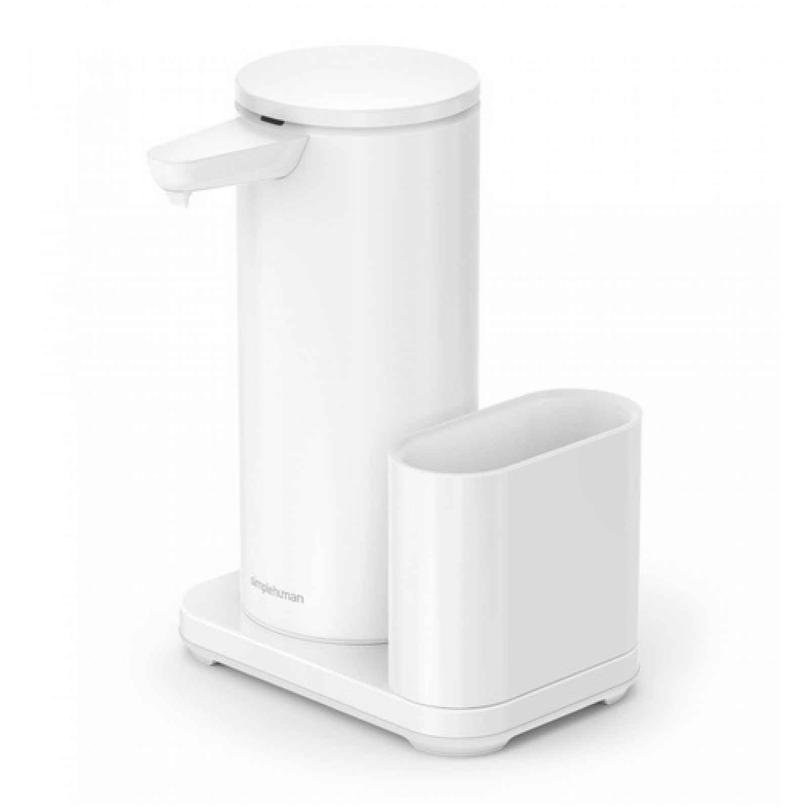Bezdotykový dávkovač mýdla Simplehuman 414 ml + držák na houbičku bílá ocel SHST1081