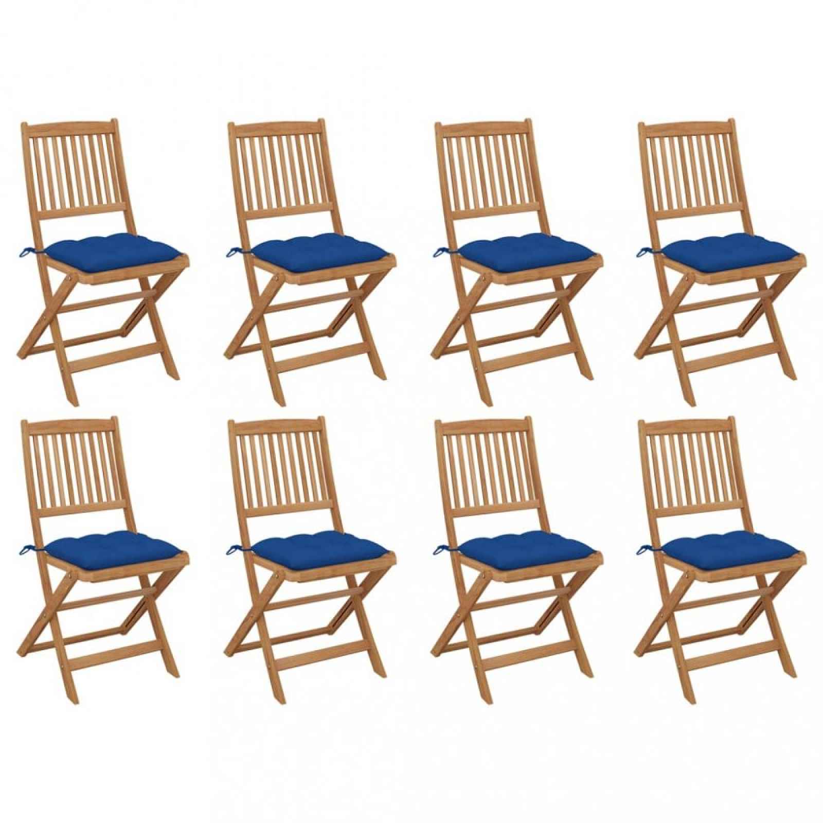 Skládací zahradní židle s poduškami 8 ks Modrá