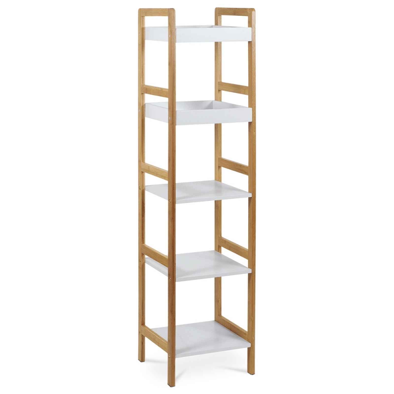 Regál DR-013-5, 5 polic, lakovaný bambus a MDF