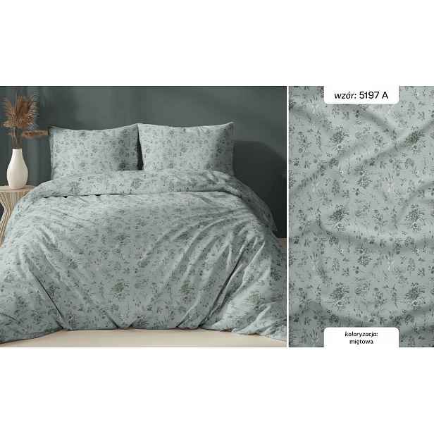 Povlečení bavlněné 140x200 mátová kytička se zapínáním na zip Karo Bavlna