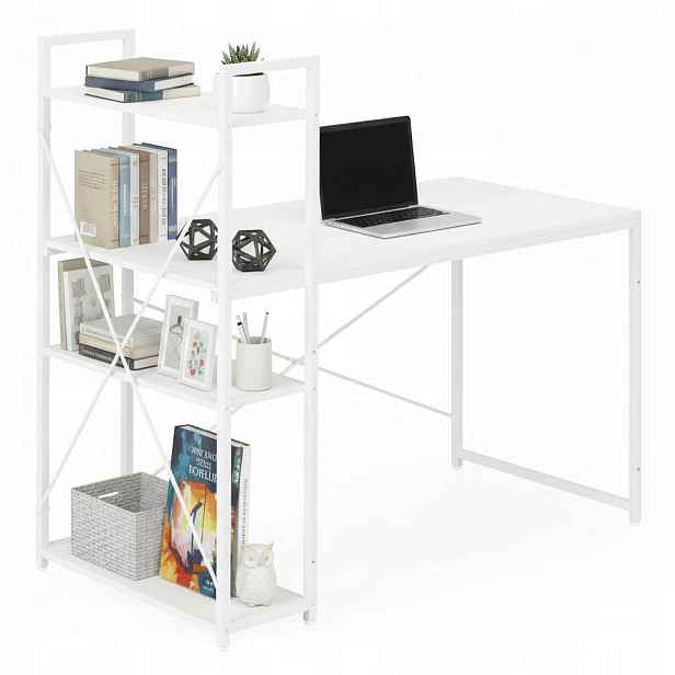 Počítačový stůl s regálem 120 x 60 cm Bílý Loft Do Pokoje Kanceláře