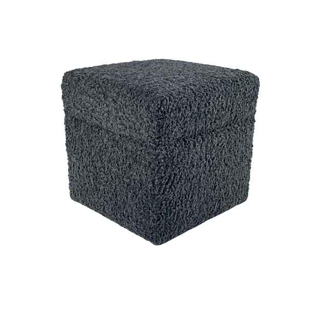 Taburet typu rolf teddy bouclé beránek, barva tmavě šedá