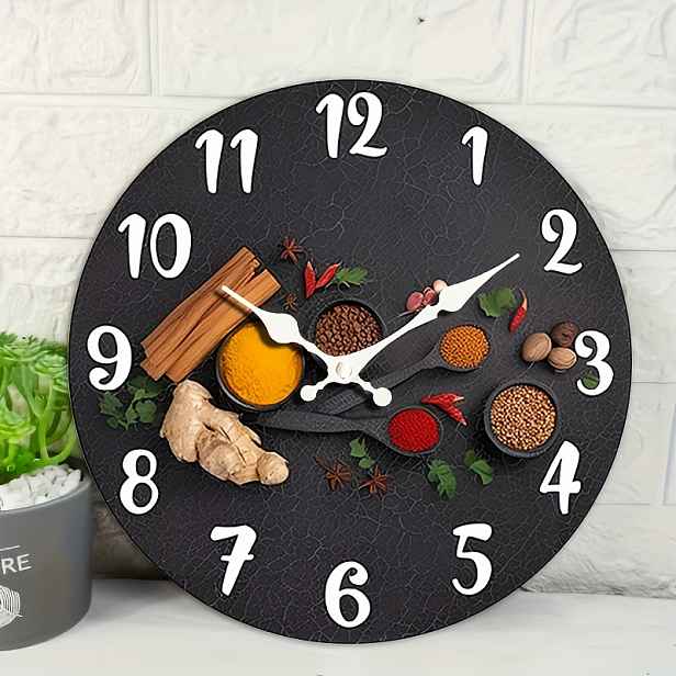 TEMU Kulaté nástěnné hodiny s kreativním černým a živým designem, tichý chod bez tikání, ideální pro domácí sváteční dekoraci a dárky