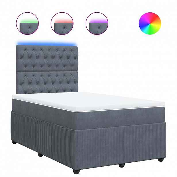 vidaXL Box spring postel s matrací tmavě šedý 120x190 cm samet